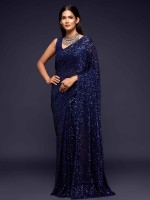 Deep Indigo Pure Georgette Saree